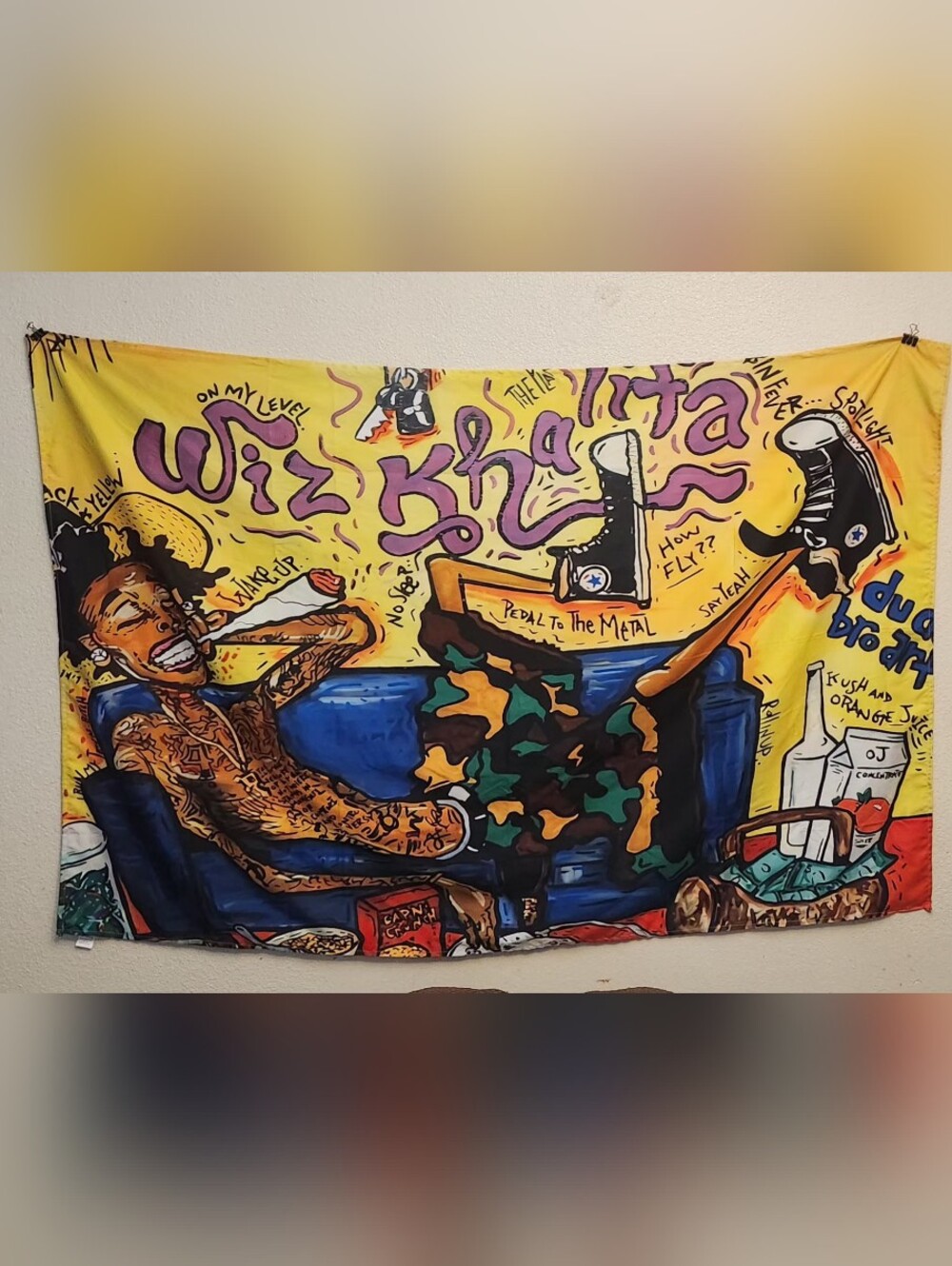 DesireJCuevas Wiz Khalifa Tapestry 3D Printed Art Wall Hanging Flag 60" X 40"